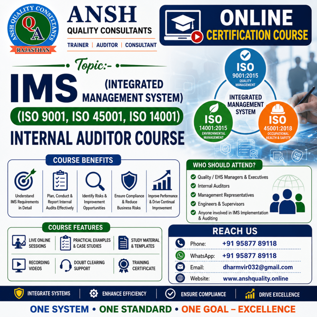 IMS (Integrated Management System) (ISO 9001, ISO 45001, ISO 14001)