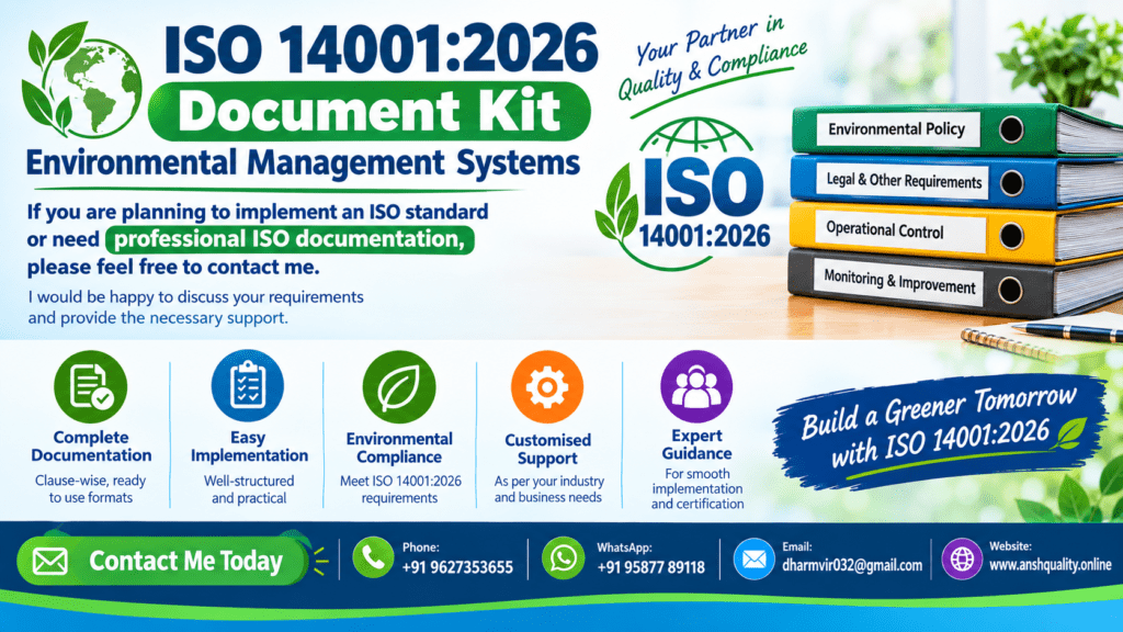 ISO 14001:2026 Document Kit – Ready for Manufacturing Industries